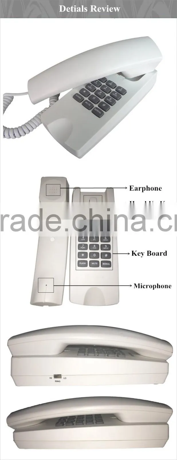 Fashionable Design Corded Anatel Telephone With Clear Voice Microphone And Earphone