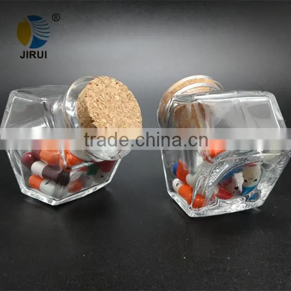 glass candy jar with cork & glass gift jar