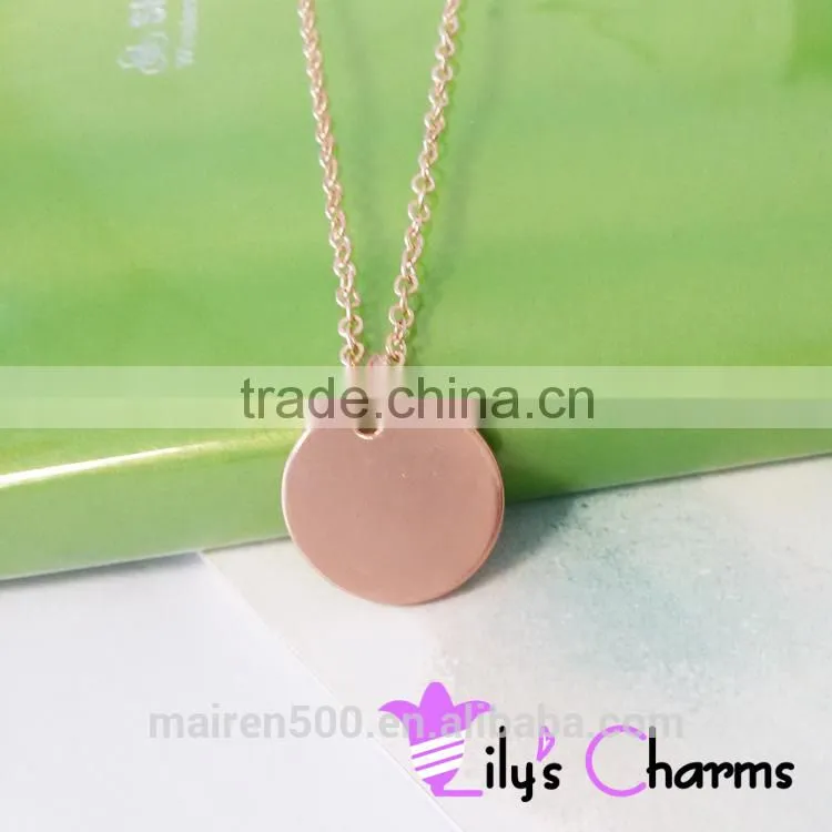 2015 New product alphabet letter disc pendant necklace