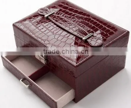 High quality faux leather jewelry display storage box,makeup jewelry box,jewelry travel carrying case