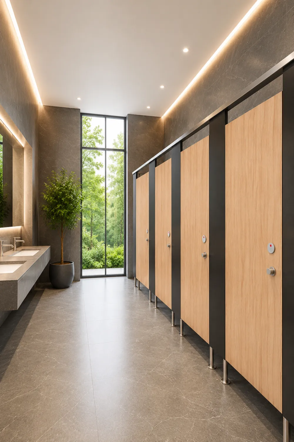 What colors are suitable for public restroom partitions in different place?