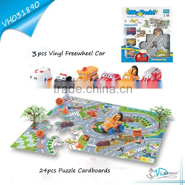 Rubber Vinyl Truck Toy with Puzzle Map