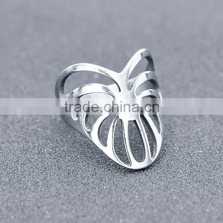 Charming Hollow Love Heart Stainless Steel Fashion Ring Size 6 7 8 9 10