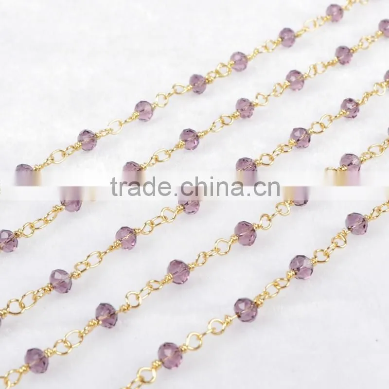 $4/meter by Trade Assurance- Natural Amethyst Stone Beaded Chain Roll-Free Shipping