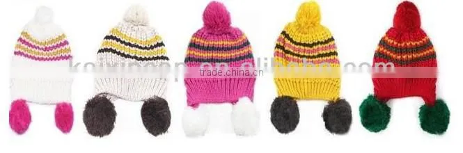 Custom Acrylic Children Knitted Winter Beanie with Flower Pattern/Wholesale Child Beanie Hat