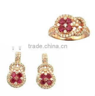fashion rose gold plated charm guitar silver jewelry set
