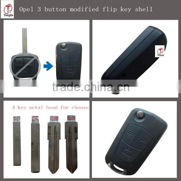 Tongda 2 button flip modified remote key high quality for opel