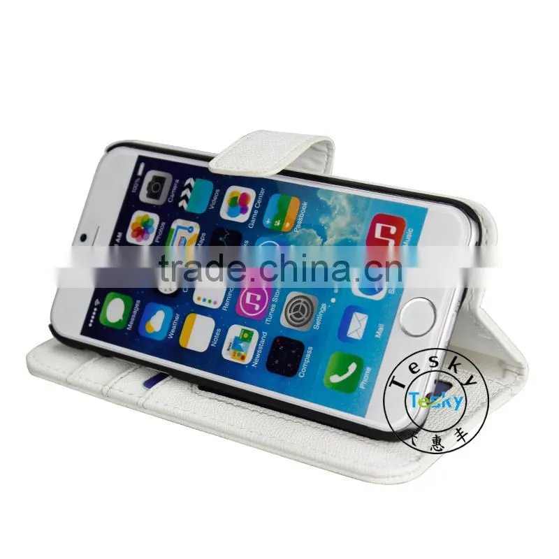for iphone 6 plus leather case, factory price pu leather folding case