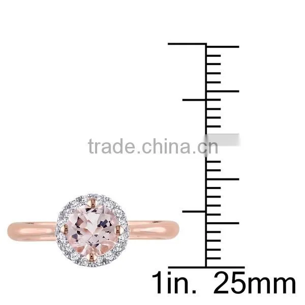 Sterling Silver Morganite and Diamond Halo Earrings Ring and Neckalce Jewelry Set