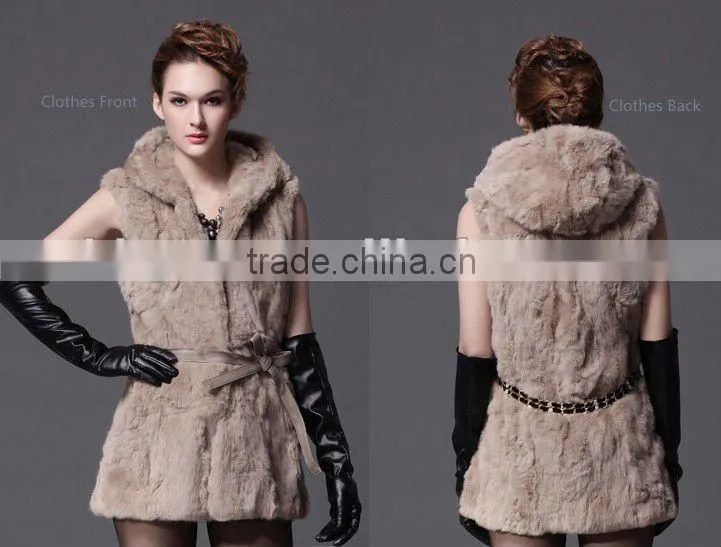 long rabbit fur vest