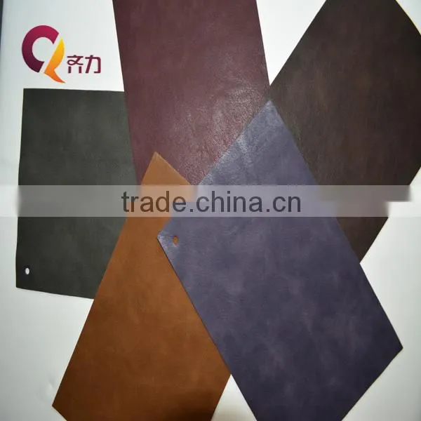 QILI 2014 embossing pu leather with powder feeling natural luster