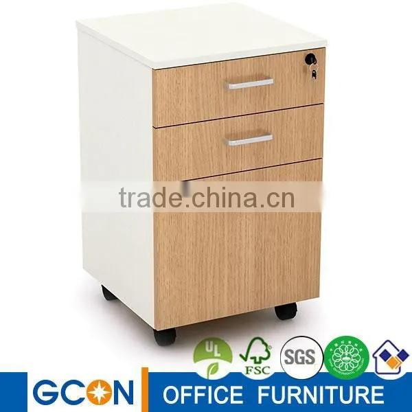 Wood office furniture mobile file cabinet with caster/wheel