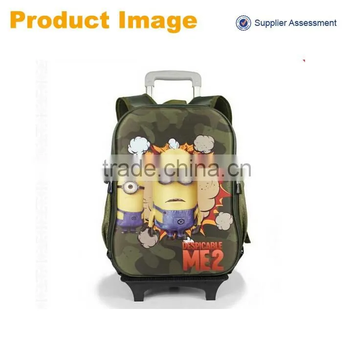 new design removable 3D Despicable Me boy school bag with wheels