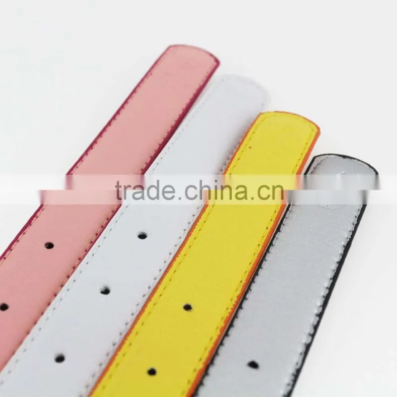 2015 colorful Lady reversible leather belt with shiny gold remove buckles in YiWu