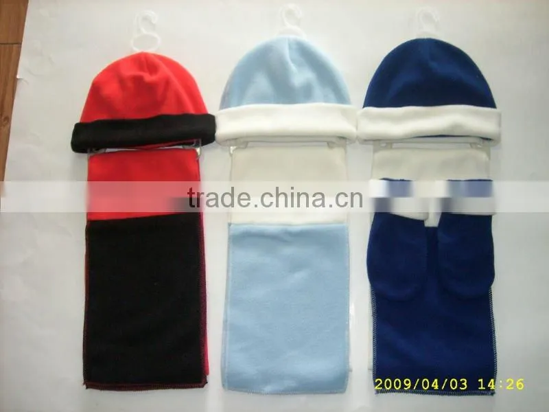 Polar fleece set of hat scarf and gloves/mitten for newborns