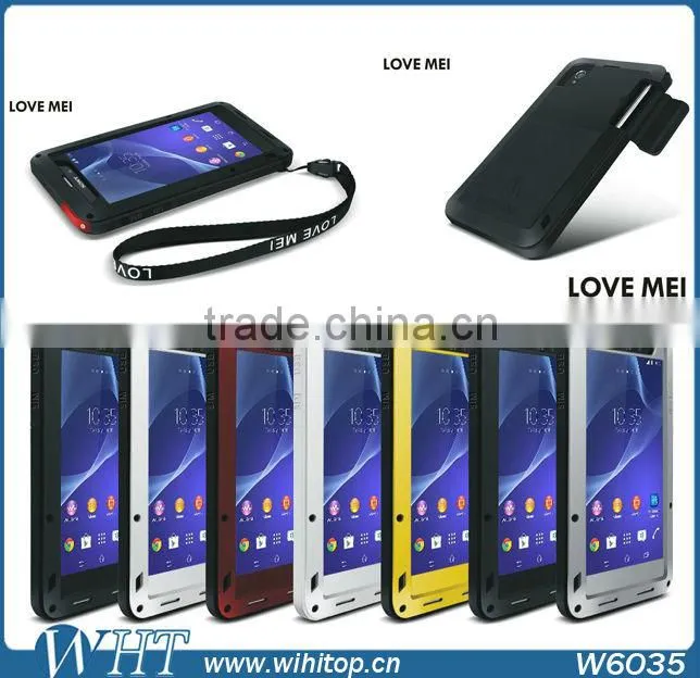 Shockproof Waterproof Case for Sony Xperia Z2 Aluminum Case Metal Powerful Case with Gorilla Glass