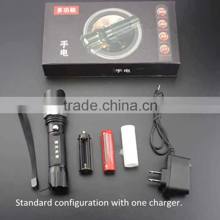 Three-speed police zoom rechargeable LED Flashlight