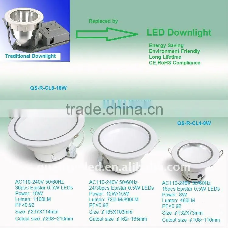 18W led recessed ceiling light led downlight