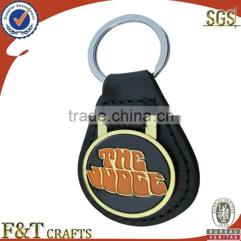Leather customized logo personalized double keyrings keychain