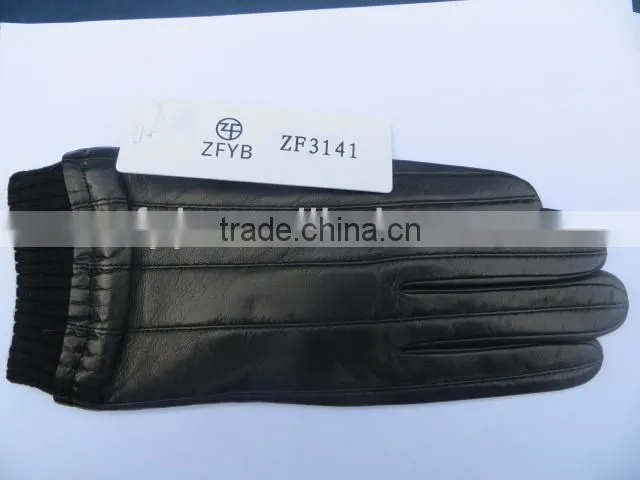 men classic style real leather glove with cashmere lining