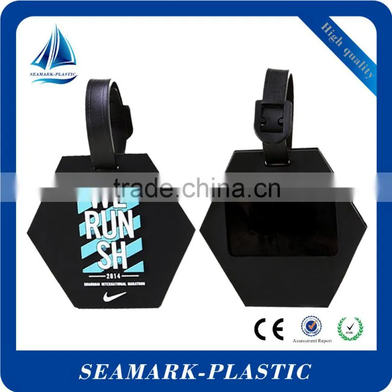 2016 high quality custom logo engraved luggage tags PU name tag for trip