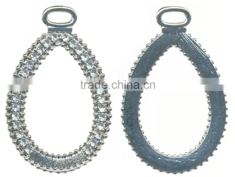 4MM Clear Cystal Drop Rhinestone Frame Rhodium Metal Belt Buckle