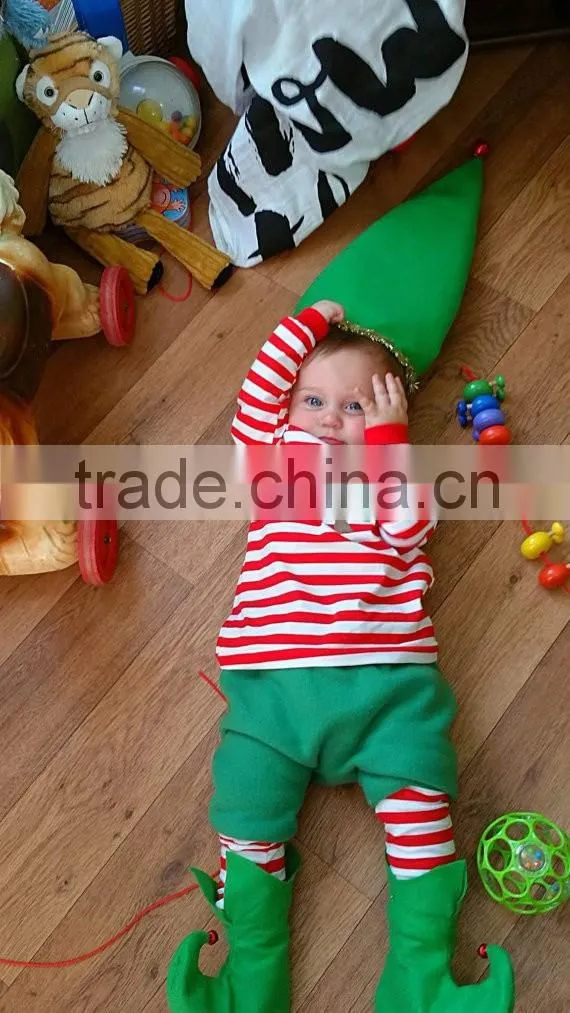 high quality cotton christmas pajamas kids elf/christmas costume