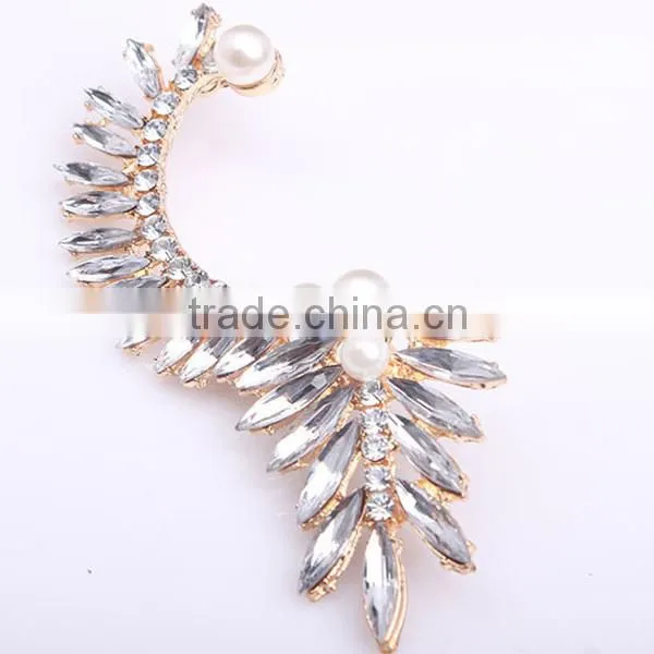 cute design large rhinestone cover ear cuff earrings