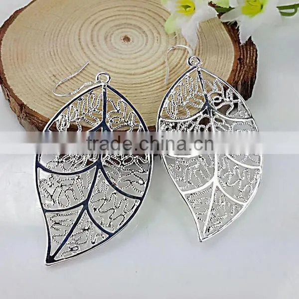 hollow silver leaf bridal new model jewelry set, beautiful jewelry set