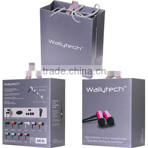 Wallytech High quality Metallic in-ear earphone For Samsung Galaxy S4 I9500 For iphone 5 With Mic