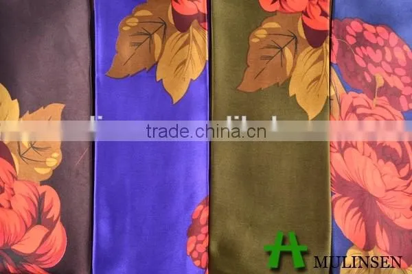 Shaoxing Textile Polyester 50D floral satin fabric/ womens satin pajamas fabric