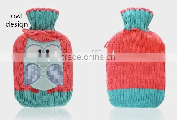 BS standard PVC hot water bottle cross-hatched with knitted cover 750ml