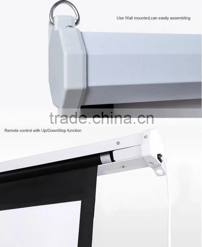 CE certificated 60"-300" Motorized Projection Screen with iron housing