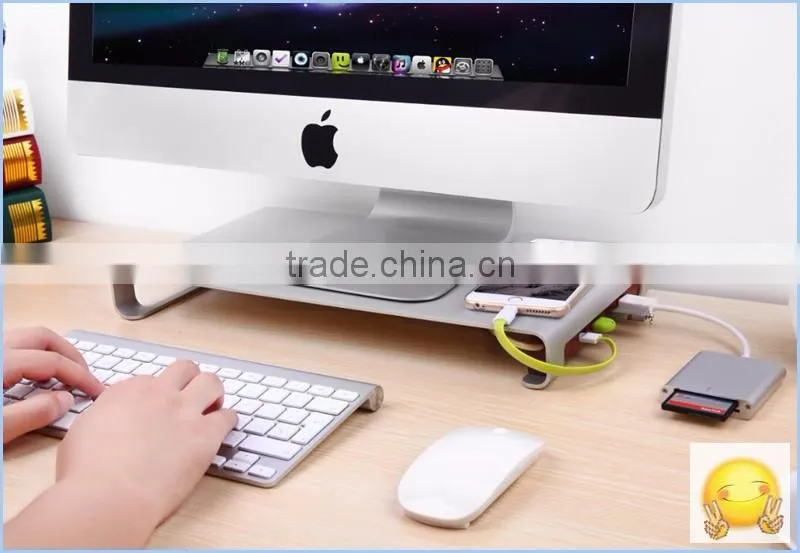 Aluminum laptop stand holder for Apple Macbook notebook computer stand Aluminum Monitor Stand with USB3.0 HUB
