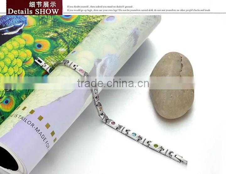 KSTONE Women 316L Stainless Steel square color rhinestone magnetic bracelet