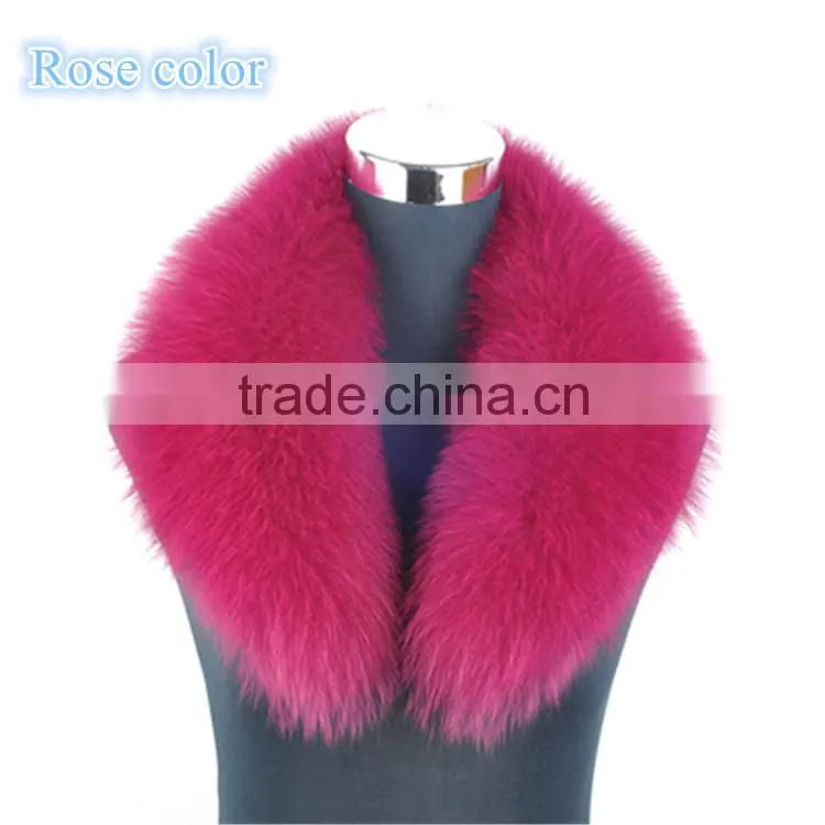 Big Genuine Detachable Black Fox Fur Shawl Collar for Women Leather Jacket