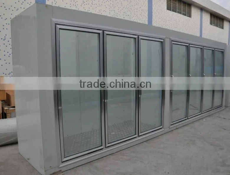 Supermarket glass door display cold room (7-door)