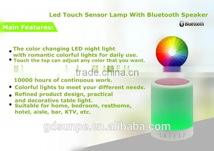 Wifi Wireless Rechargeable Touch Lamp Bluetooth Speaker With Colorful Changing Led Light Lamp For Laptop Computer