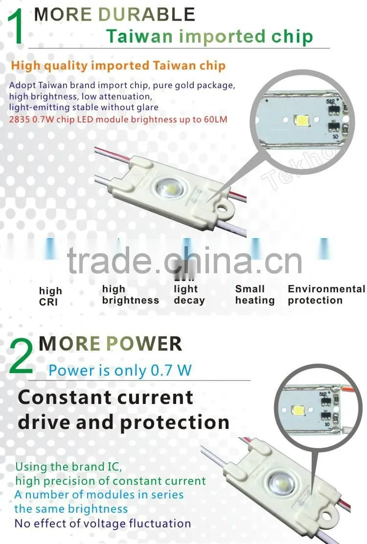 Outdoor sign backlight 3 years warranty lens 0.8W led module 2835 injection