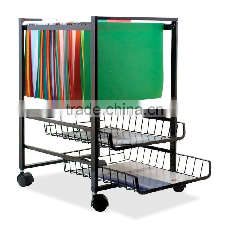 Icegreen Office Use Black Mesh Letter Size File Cart with 2 File Drawers
