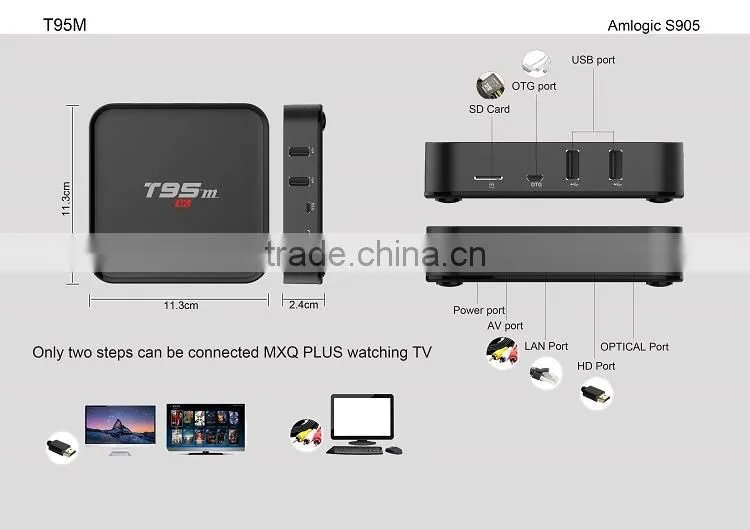 2016 4k smart T95M S905 1G 8G Quad core android 5.1 tv box Kodi16.0