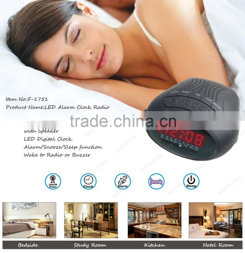 0.6 Inch LED radio alarm clock,am/fm radio(F-1751)