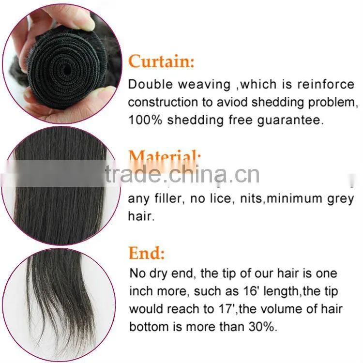 2015 High Quality double weft 100% virgin brazilian wavy hair