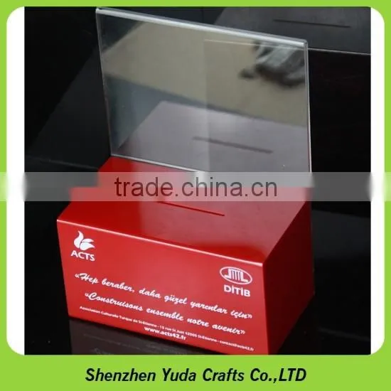 elegant white acrylic donation box with brochure holder high quality wholesale price