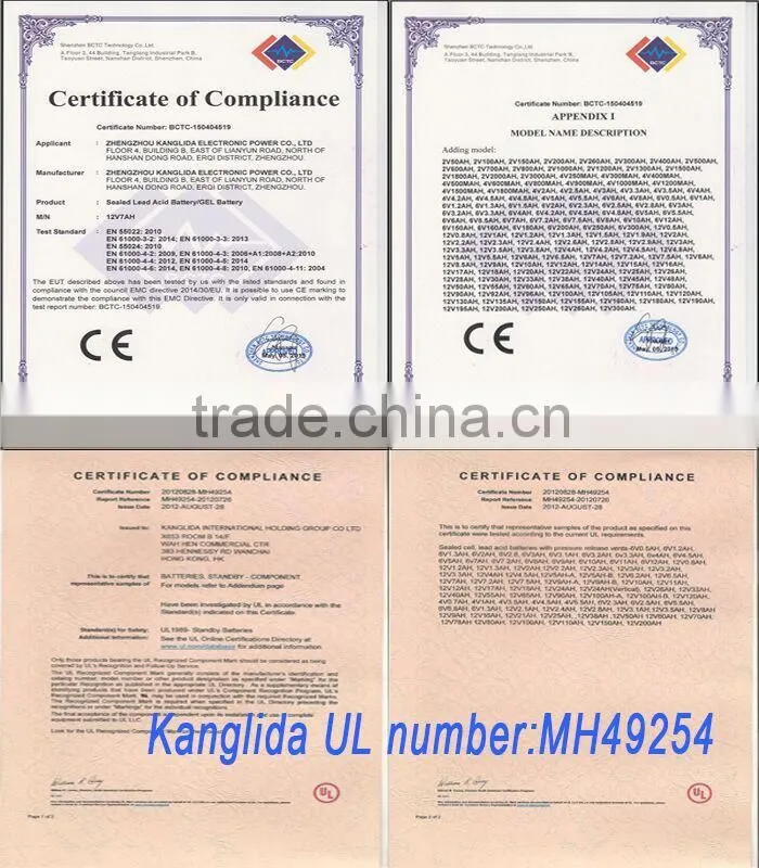Factory direct sale kanglida AGM gel vrla rechargeable battery for UPS