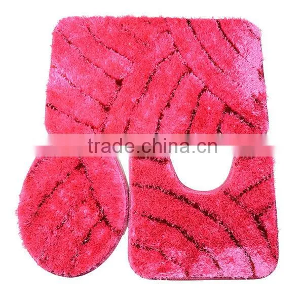 polyester shaggy 3 piece bath mat set