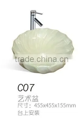 F08 Popular ceramic black basin, wave edge basin, round shape bowl colored basin white inside and black outside wash basin