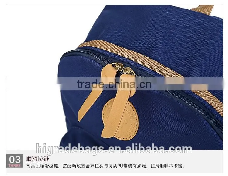 canvas school backpack bag with leather trim
