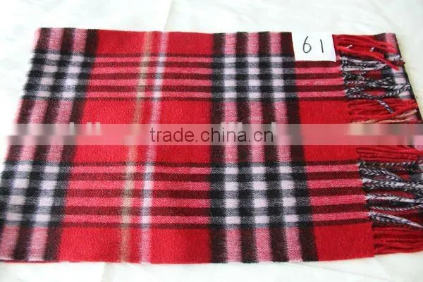 wool/cashmere blended checked scarfs for men