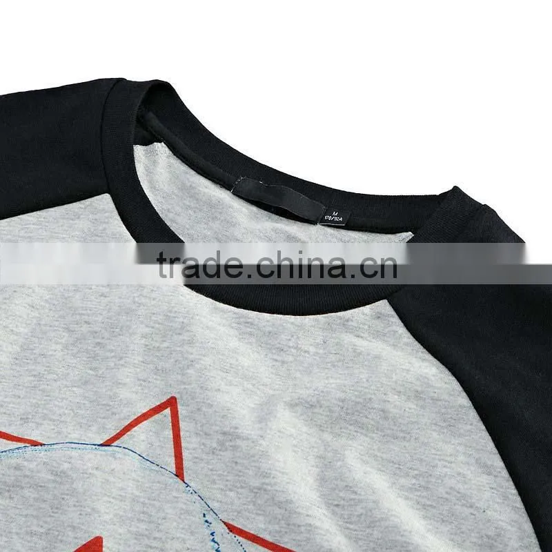 Mens 100% Cotton Long Sleeve T Shirt with Custom Soft Chest Print